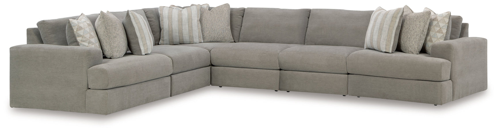 Side view of Avaliyah Ash Chenille 6-Piece Sectional sofa