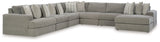 Main view showing full Avaliyah Ash 7-Piece Sectional with Ottoman sofa