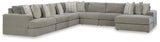 Side view of Avaliyah Ash Chenille 7-Piece Sectional Sofa with Chaise