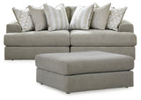 Side view of Avaliyah Ash 2-Piece Sectional Sofa with Ottoman