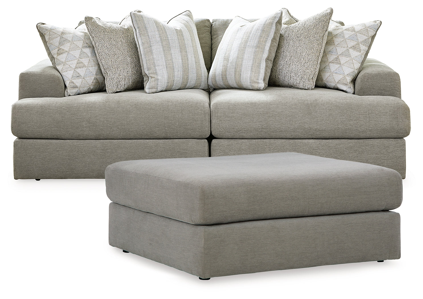 Side view of Avaliyah Ash 2-Piece Sectional Sofa with Ottoman