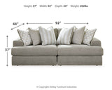 Close-up detail of Avaliyah Ash 2-Piece Sectional Sofa with Ottoman stitching