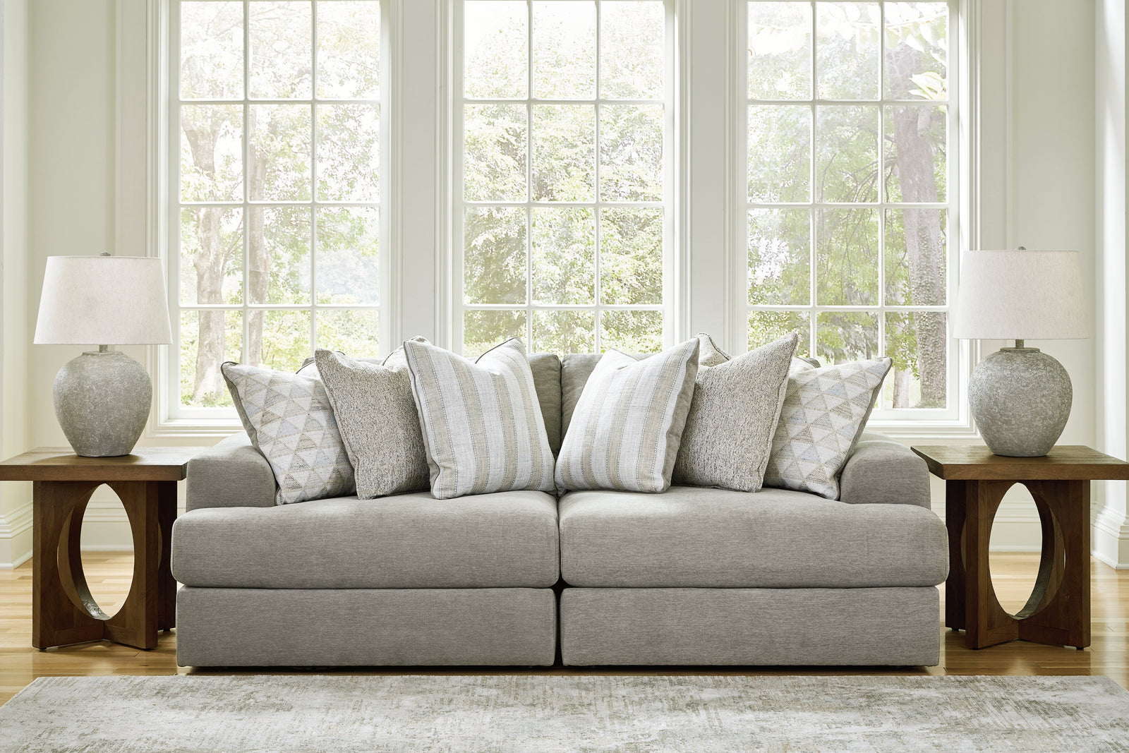 main view of Avaliyah Ash Chenille 2-Piece Sectional Loveseat sectional sofa