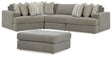 side view of Avaliyah Ash 4-Piece Sectional Sofa with Ottoman