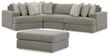 side view of Avaliyah Ash 4-Piece Sectional Sofa with Ottoman