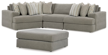 side view of Avaliyah Ash 4-Piece Sectional Sofa with Ottoman