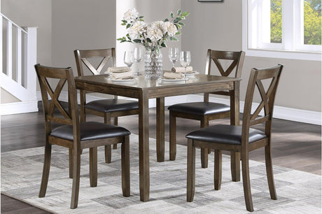 Main view of Hazel charcoal brown faux leather square dining room set