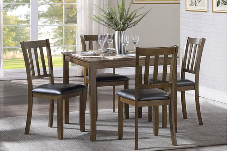 Faust Charcoal Brown faux leather square dining set dining room furniture main view