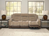 Mixed Motion Brownstone Chenille / Faux Leather Power Reclining Sofa — product view