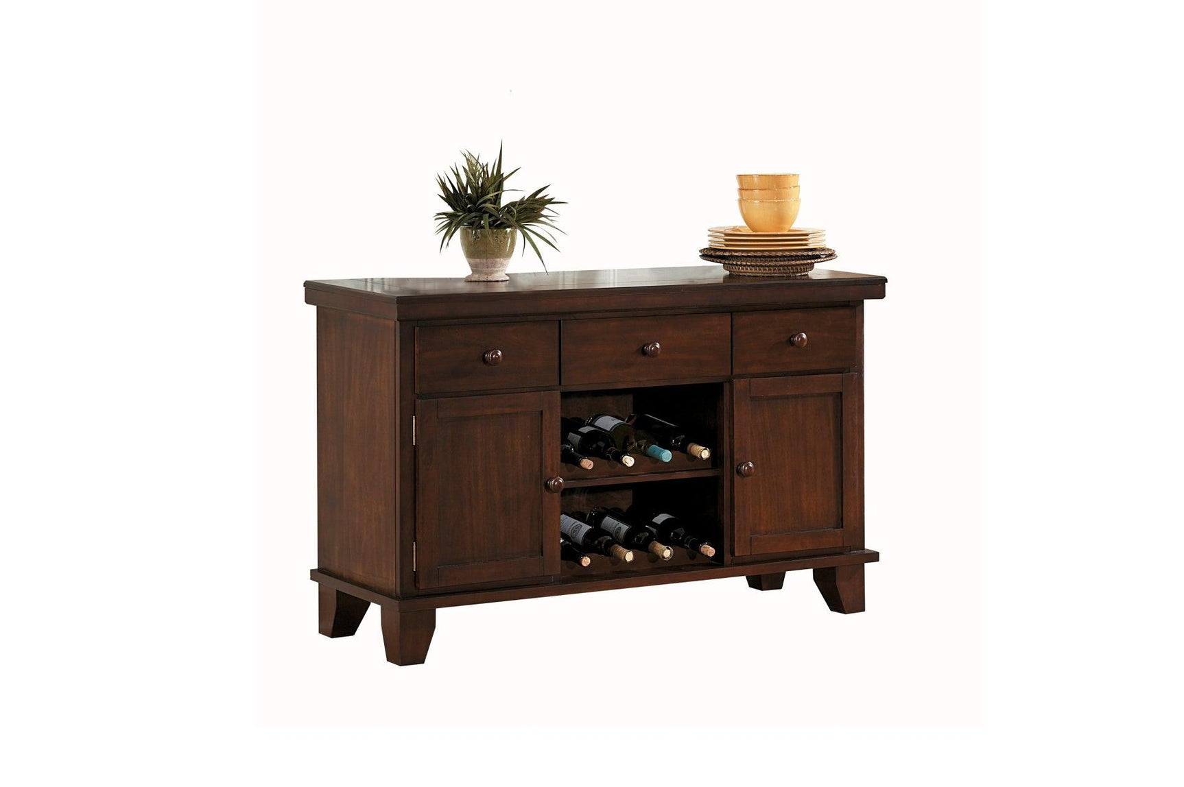 Front view of Ameillia Dark Oak Oval Dining Table with seating arrangement