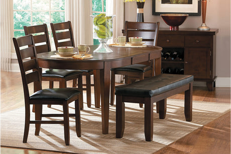 Main view of Ameillia Cherry Oval Dining Room Set with oval table and side chair