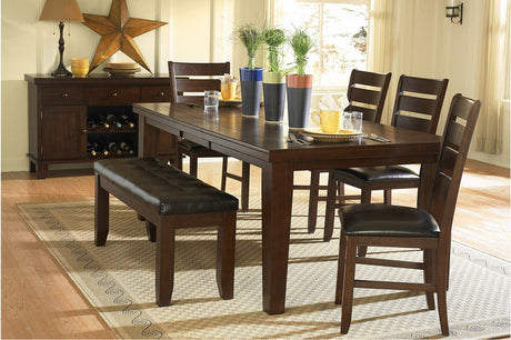 Main view of Ameillia Dark Oak Faux Leather Rectangular Dining Room Set
