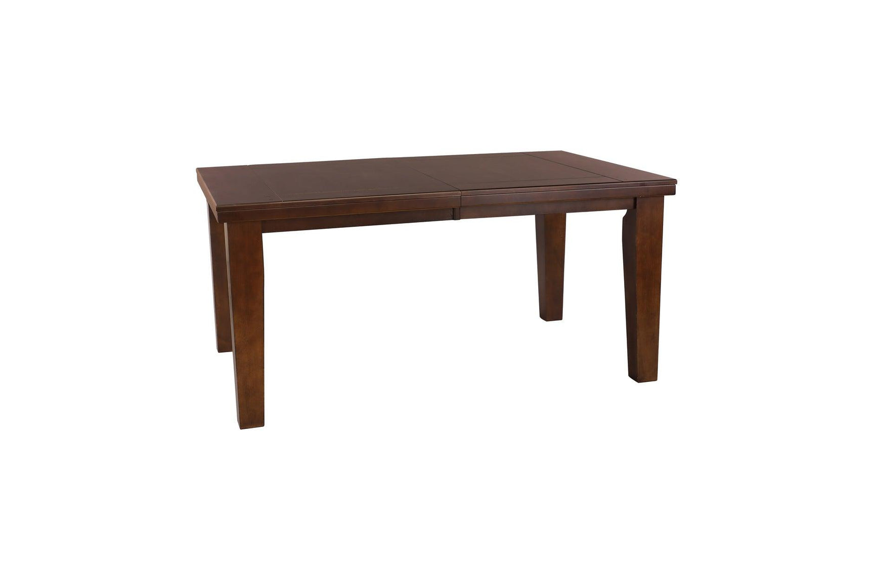 Side angle view of Ameillia Dark Oak Faux Leather Rectangular Dining Room Set