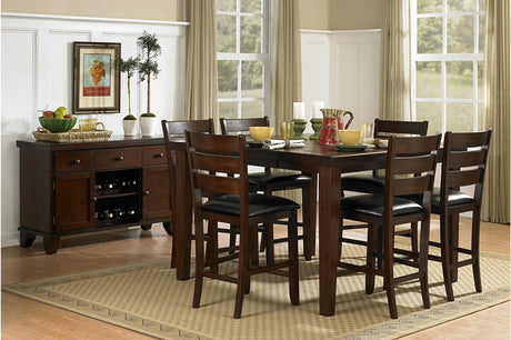 main view of Ameillia brown and black faux leather dining room set