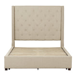 Fairborn Beige Upholstered Storage Platform King Bed
