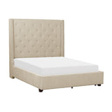 Fairborn Beige Upholstered Storage Platform King Bed