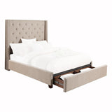 Fairborn Beige Solid Wood And Plywood Fabric Upholstered Tufted Youth Full Platform Storage Bed - Ella Furniture