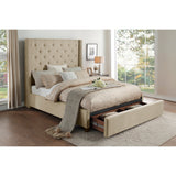 Fairborn Beige Upholstered Storage Platform King Bed