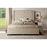 Fairborn Beige Upholstered Storage Platform King Bed