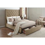 Fairborn Brown Upholstered Storage Platform Queen Bed