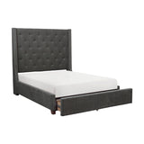 Fairborn Gray Upholstered Storage Platform King Bed