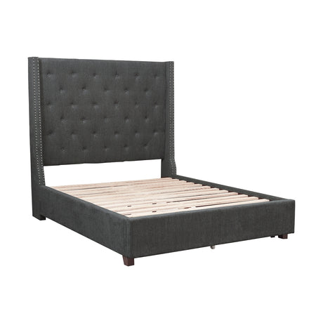 King bed from side angle showing platform and storage
