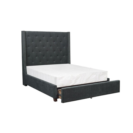 Fairborn Dark Gray Full Upholstered Tufted Platform Storage Bed side view