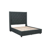 Fairborn Gray Traditional Solid Wood And Plywood Frame Fabric Upholstery Tufted Queen Platform Bed - Ella Furniture