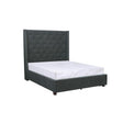 Fairborn Gray tufted king platform bed side angle