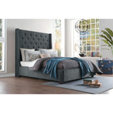 Fairborn Gray Traditional Solid Wood And Plywood Frame Fabric Upholstery Tufted Queen Platform Bed - Ella Furniture