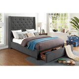 Fairborn Gray Upholstered Storage Platform King Bed