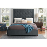 Fairborn Gray tufted king platform bed front view