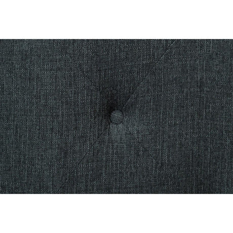 Detail of button tufting on Fairborn Gray king platform bed