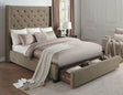 Fairborn Brown fabric tufted full platform storage bed side angle