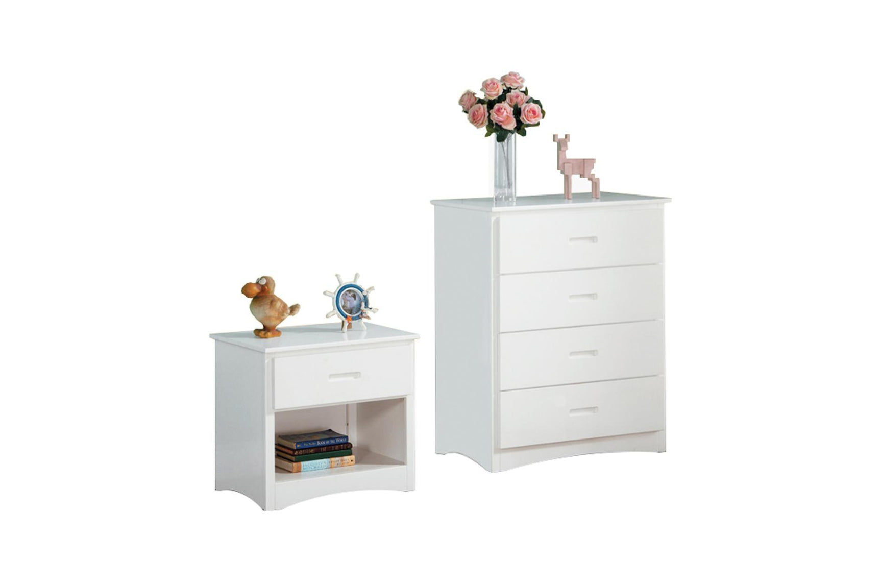 Galen White Modern Transitional Wood And Engineered Wood Youth Twin Bed With Storage Bedroom Set - Ella Furniture