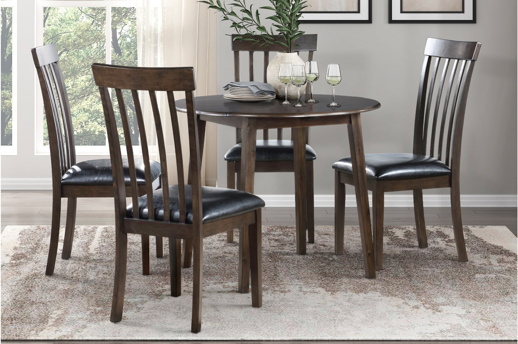 Rutland Brown Dining Room Set main view with table and chairs