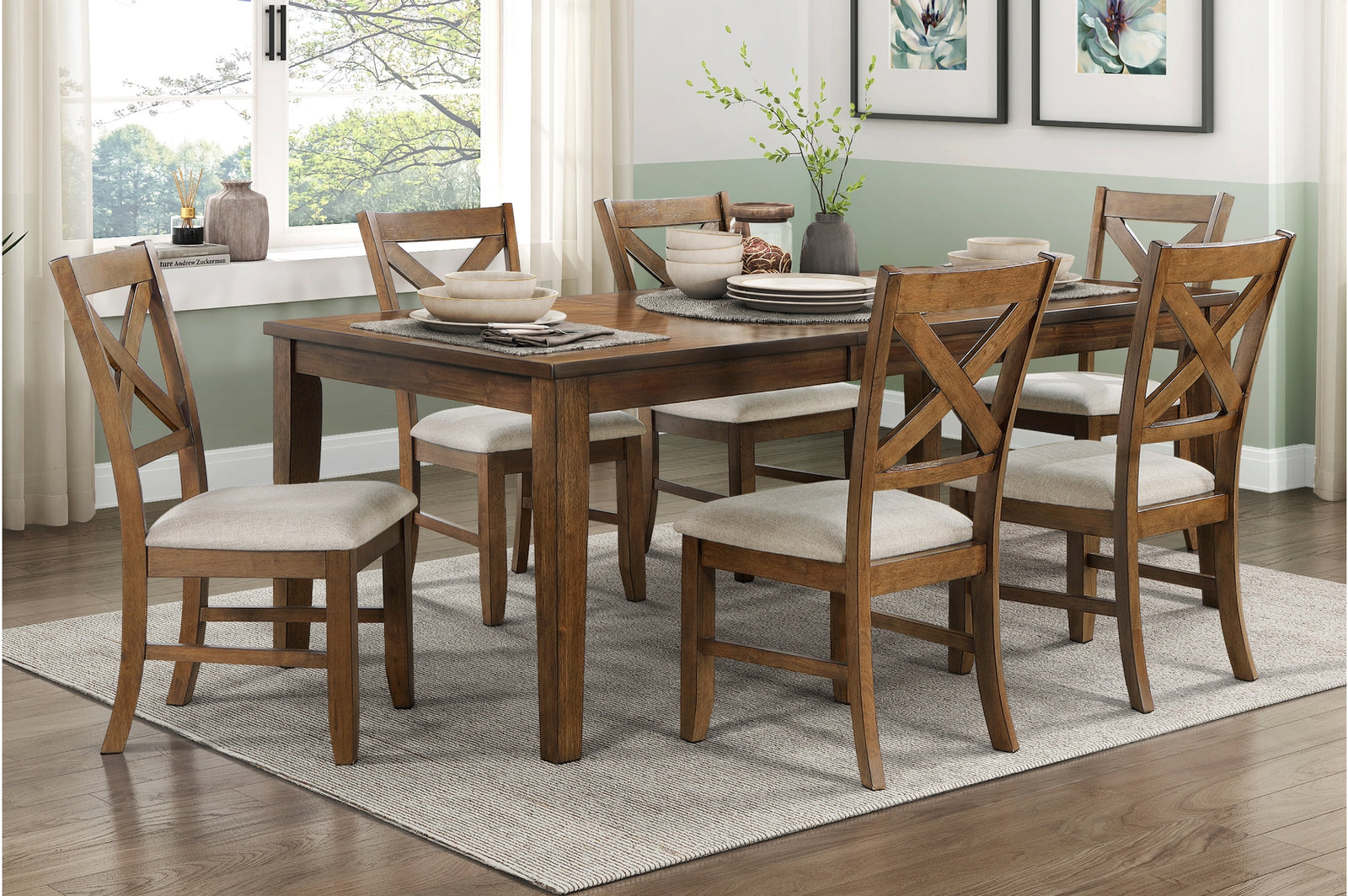 main view of Stowe Dining Brown Dining Room Set dining room furniture
