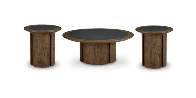 Warm Brown Faux Cement 3-Piece Coffee Table Set — product view