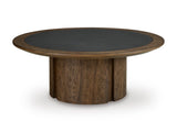 Warm Brown Coffee Table with Faux Cement Inset — product image 3