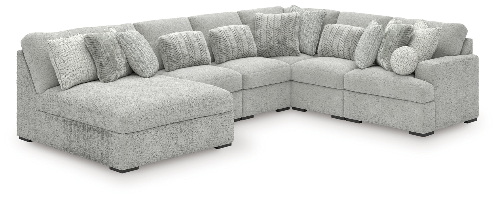 Side view of Cuddle Plush Arctic Chenille Velvet 6-Piece Sectional with Chaise