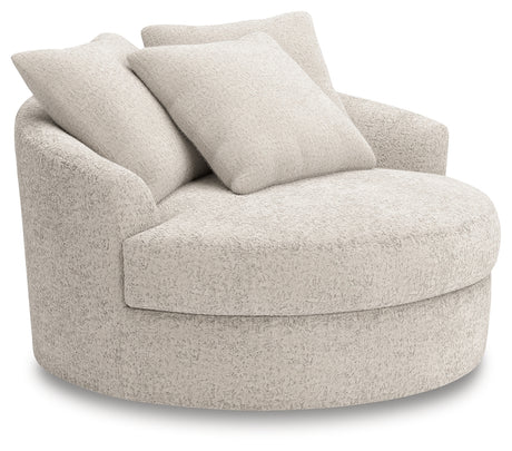 Cuddle Plush Arctic Chenille Velvet Oversized Swivel Accent Chair front angle