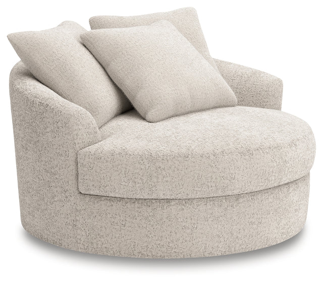 Cuddle Plush Arctic Chenille Velvet Oversized Swivel Accent Chair front angle