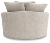Back view of Cuddle Plush Arctic Chenille Velvet Oversized Swivel Accent Chair