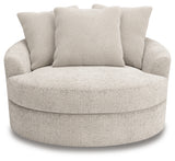 Head-on view of Cuddle Plush Arctic Chenille Velvet Oversized Swivel Accent Chair