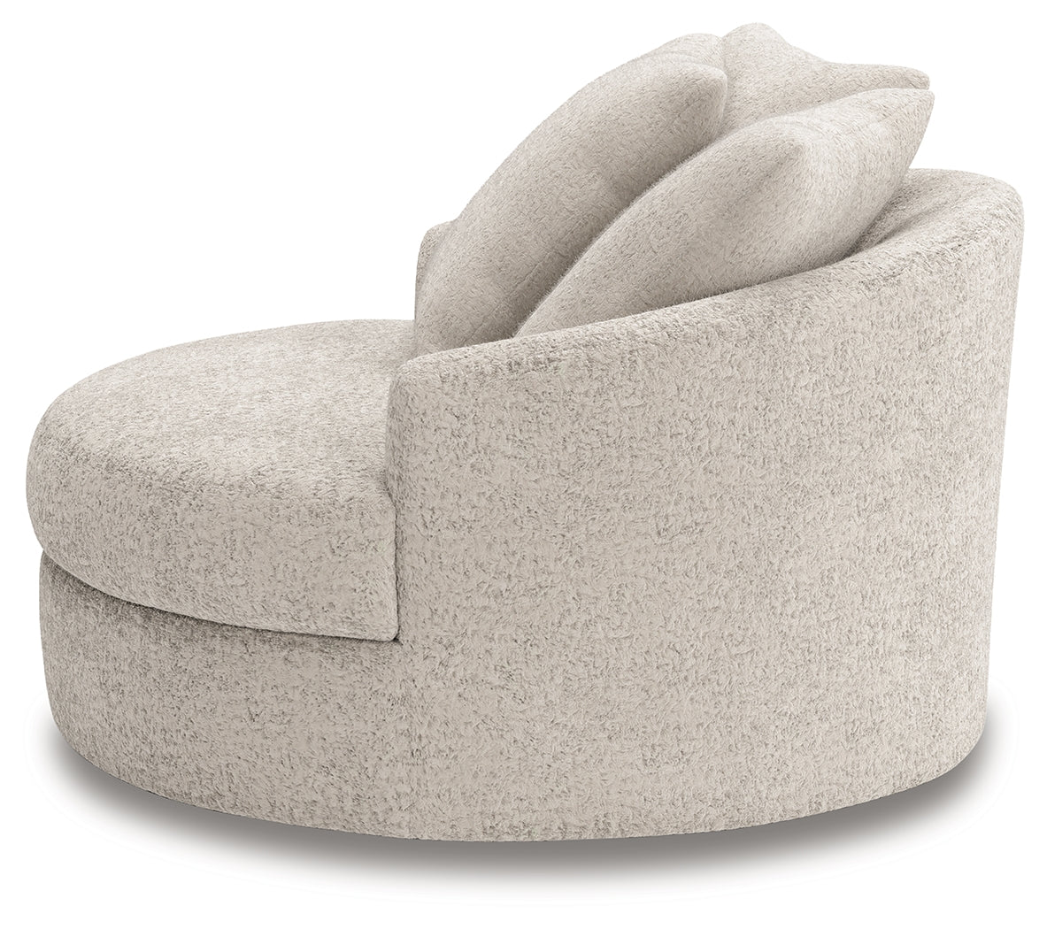 Side alternate angle of Cuddle Plush Arctic Chenille Velvet Oversized Swivel Accent Chair