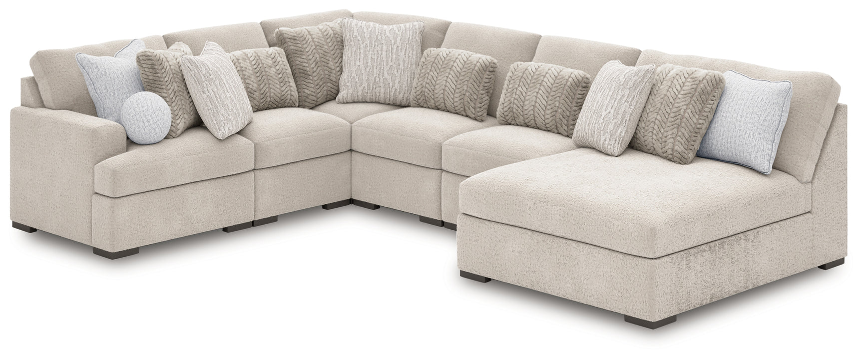 Detail view showing upholstery of Cuddle Plush Arctic 6-Piece Sectional Sofa with Chaise