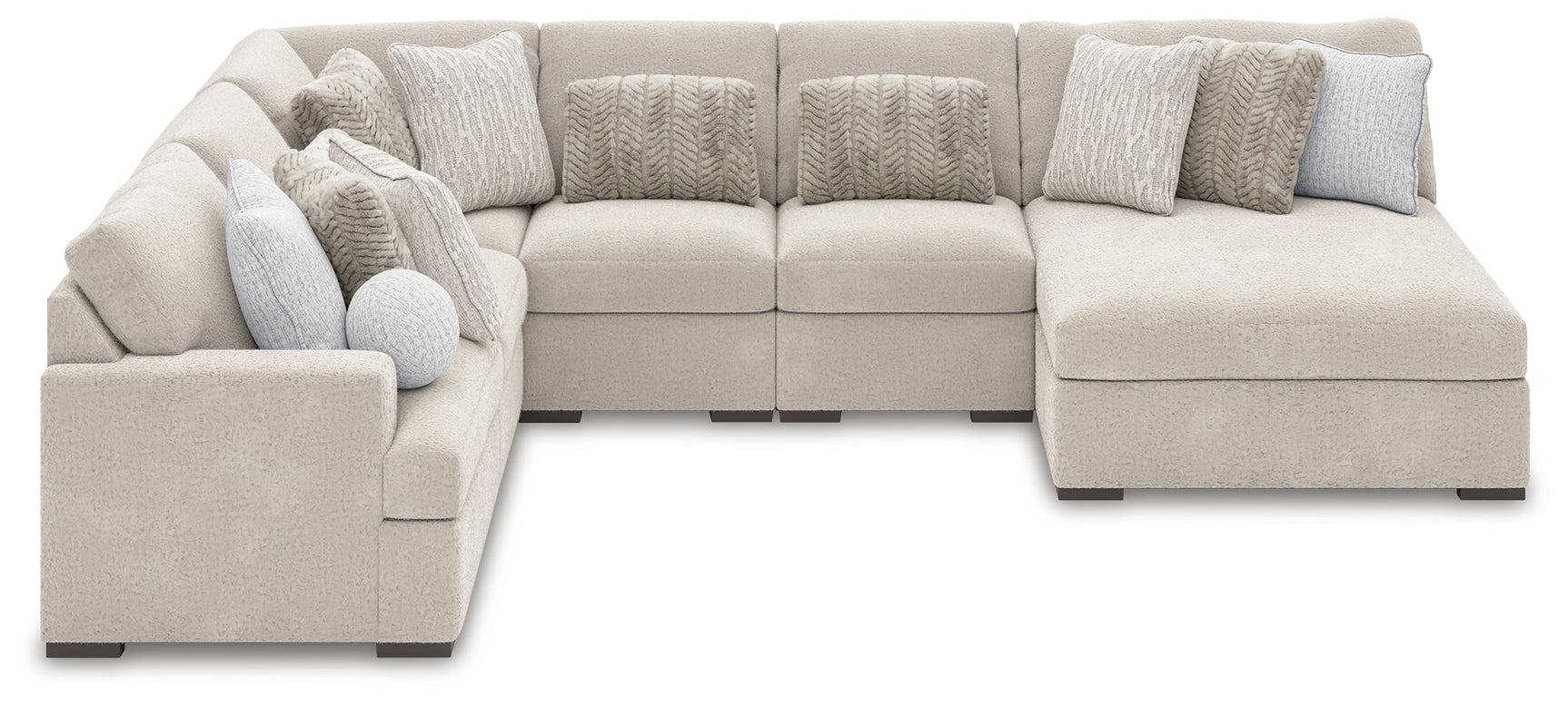 Side view of Cuddle Plush Arctic 6-Piece Sectional Sofa with Chaise