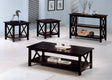 Rachelle sofa table in deep merlot with front view showing two shelves