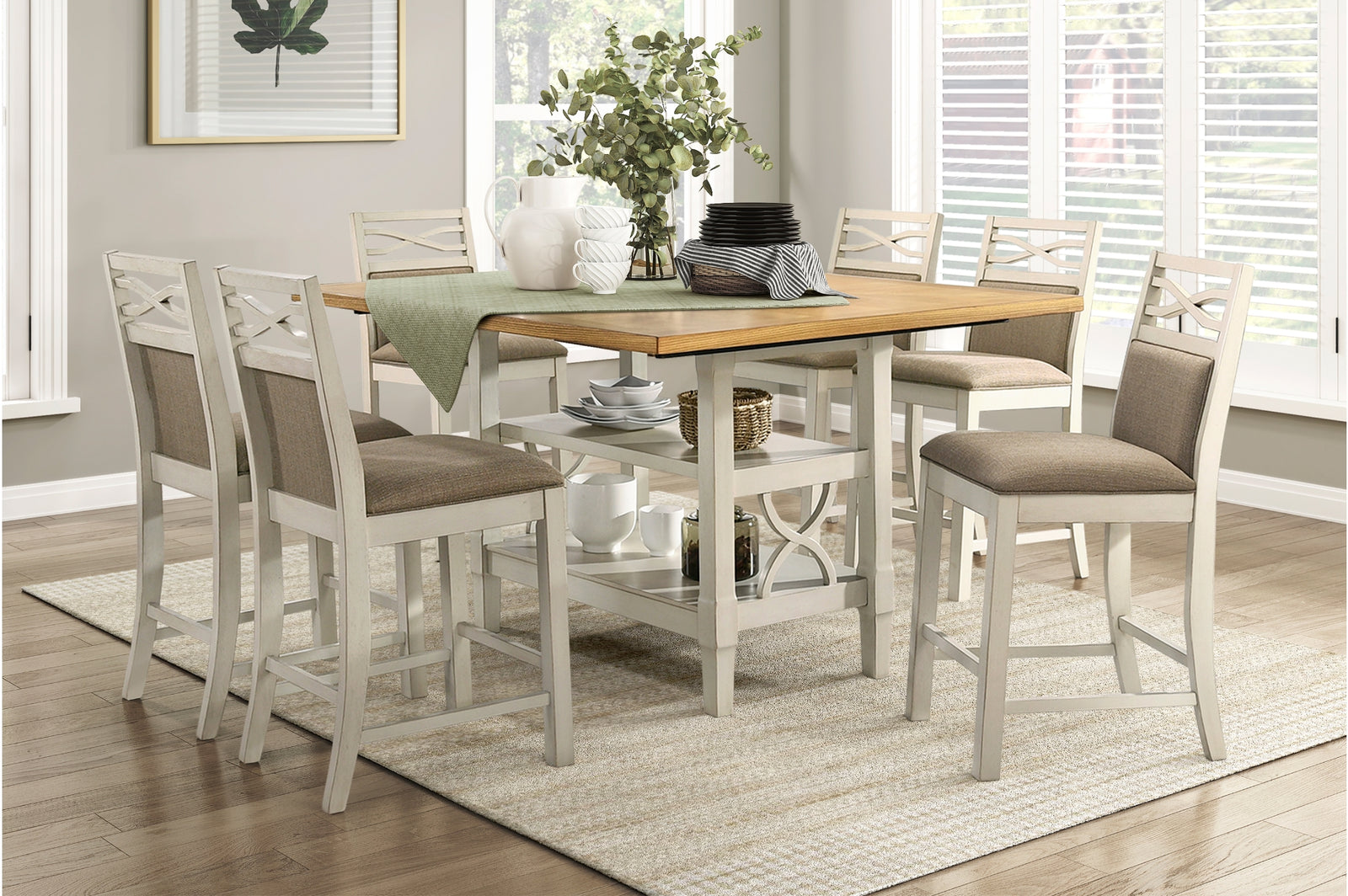 main view of Stowe White Gray Dining Room Set dining room furniture