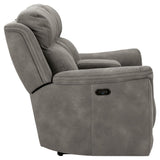 Next-Gen Durapella Slate Microfiber Power Reclining Loveseat with Console, side view